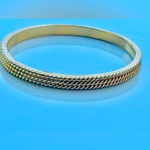 Vintage Napier Gold Tone Rope Textured Bangle Bracelet Signed Stackable Classic